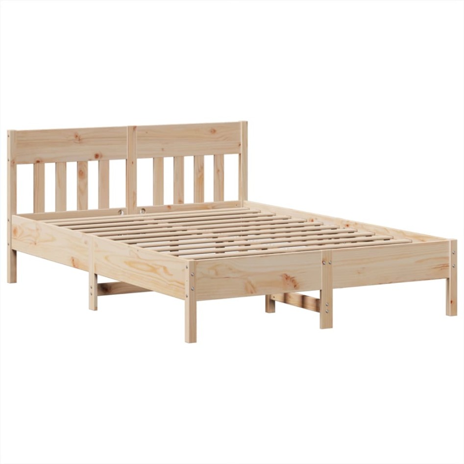 Estructura de cama sin colchón madera de pino blanca 140x200