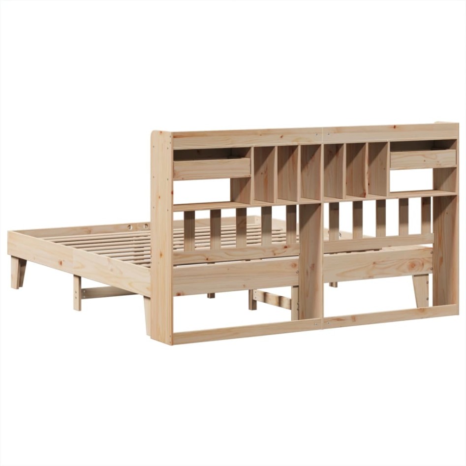 Estructura de cama sin colchón madera maciza de pino 200x200