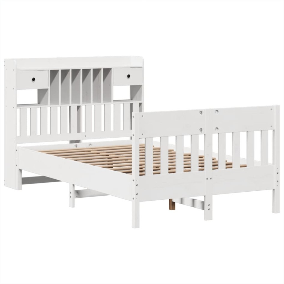 Estructura de cama sin colchón madera de pino blanco 135x190