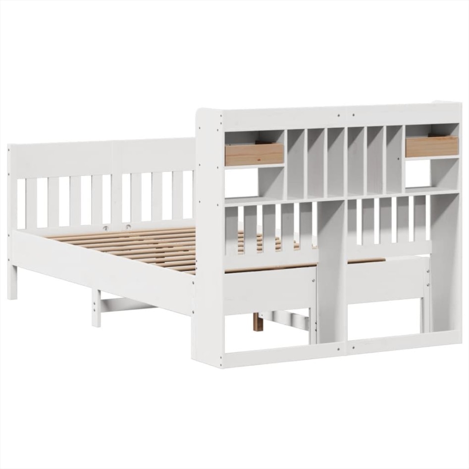 Estructura de cama sin colchón madera de pino blanco 135x190