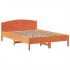 Cama con estantería sin colchón madera maciza marrón 160x200