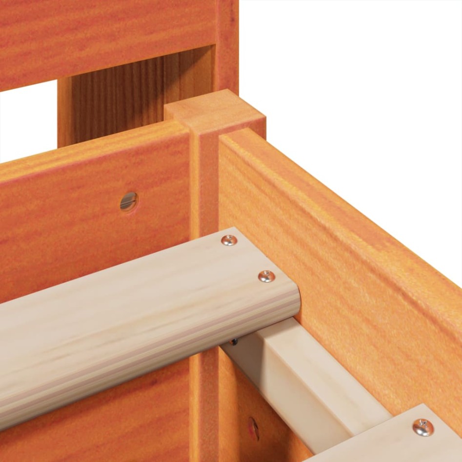 Cama con estantería sin colchón madera maciza marrón 160x200