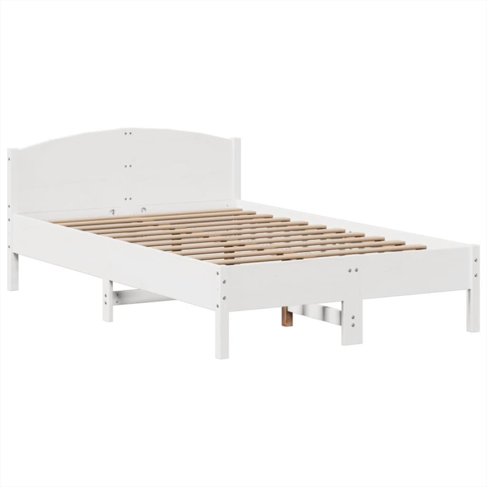 Cama con estantería sin colchón madera maciza blanca 135x190