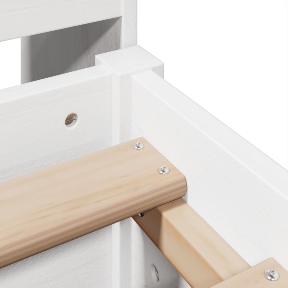 Cama con estantería sin colchón madera maciza blanca 135x190