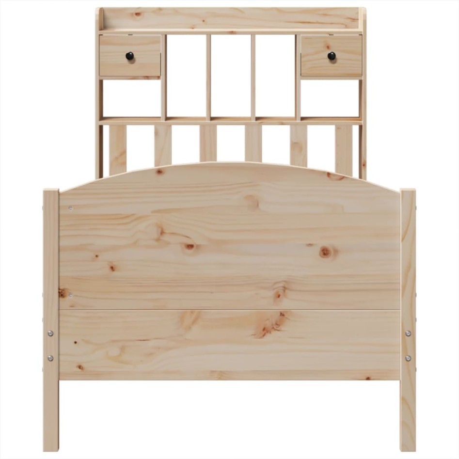 Cama con estantería sin colchón madera maciza de pino