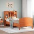 Cama con estantería sin colchón madera maciza marrón 90x190