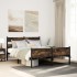 Estructura de cama sin colchón metal roble ahumado 160x200
