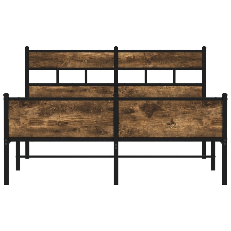 Estructura de cama sin colchón metal roble ahumado 160x200