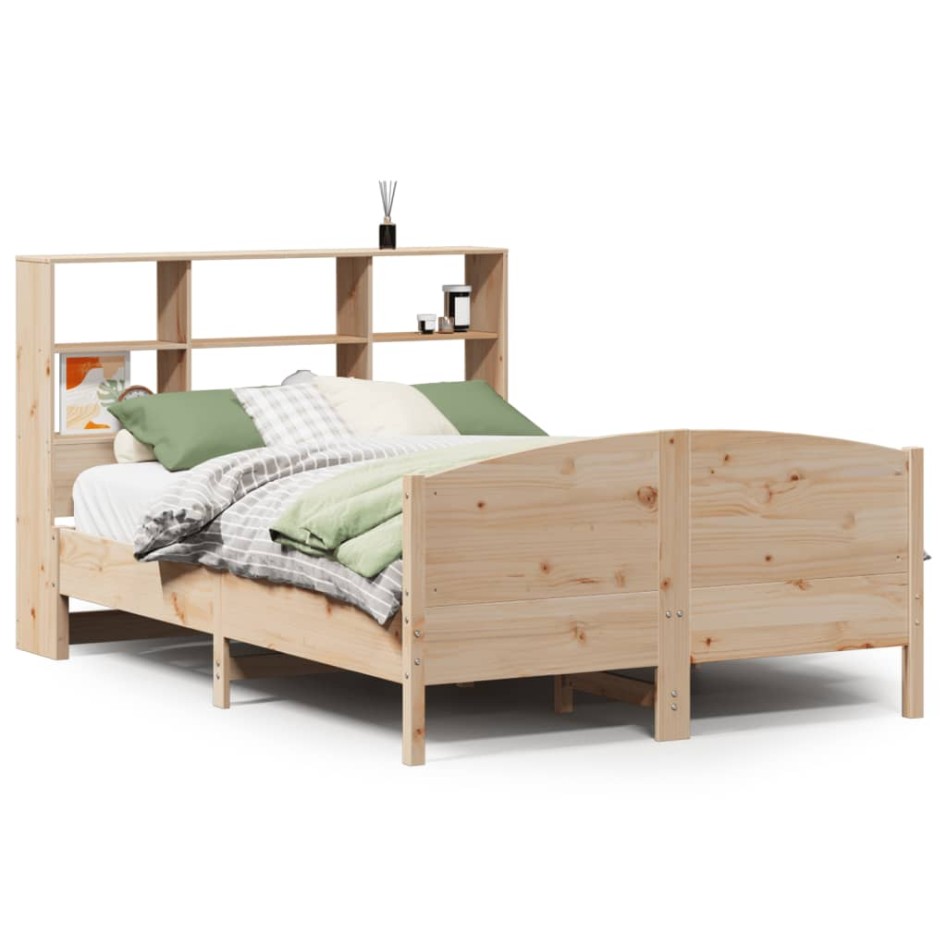 Cama con estantería sin colchón madera maciza de pino