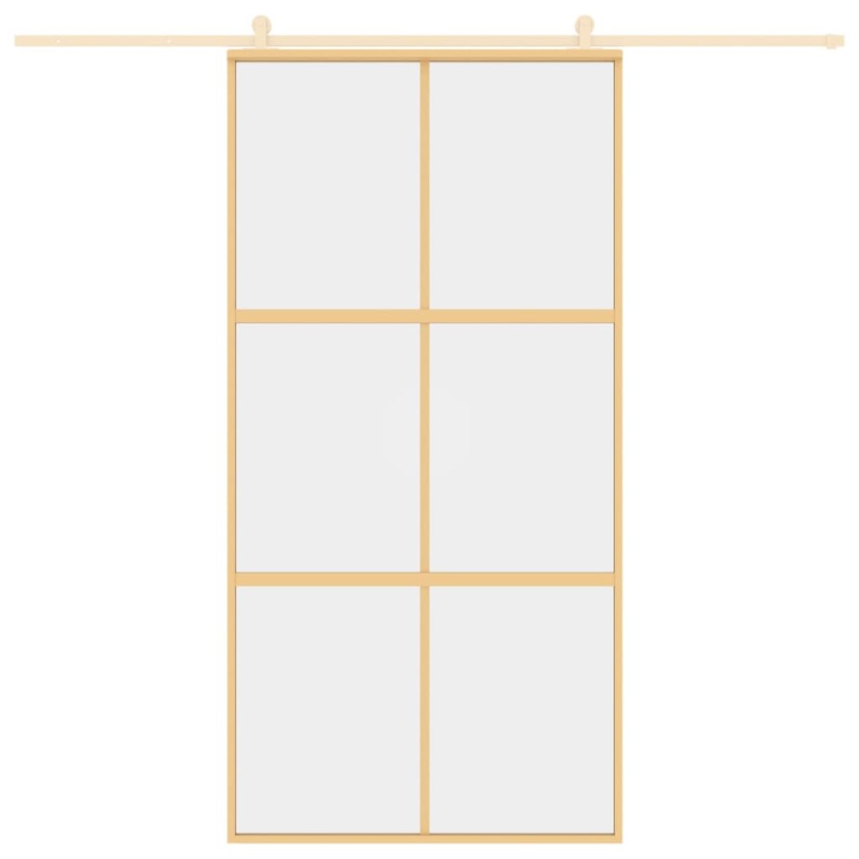 Puerta corredera dorada de vidrio ESG transparente y