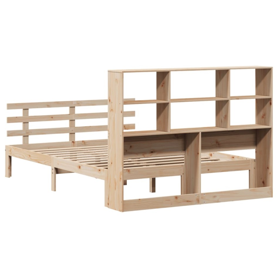 Cama con estantería sin colchón madera maciza de pino