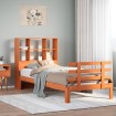Cama con estantería sin colchón madera maciza marrón 90x190 cm
