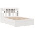Cama con estantería sin colchón madera maciza blanca 160x200