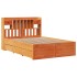 Cama con estantería sin colchón madera maciza marrón 140x200