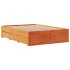 Cama con estantería sin colchón madera maciza marrón 140x200