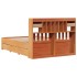 Cama con estantería sin colchón madera maciza marrón 140x200