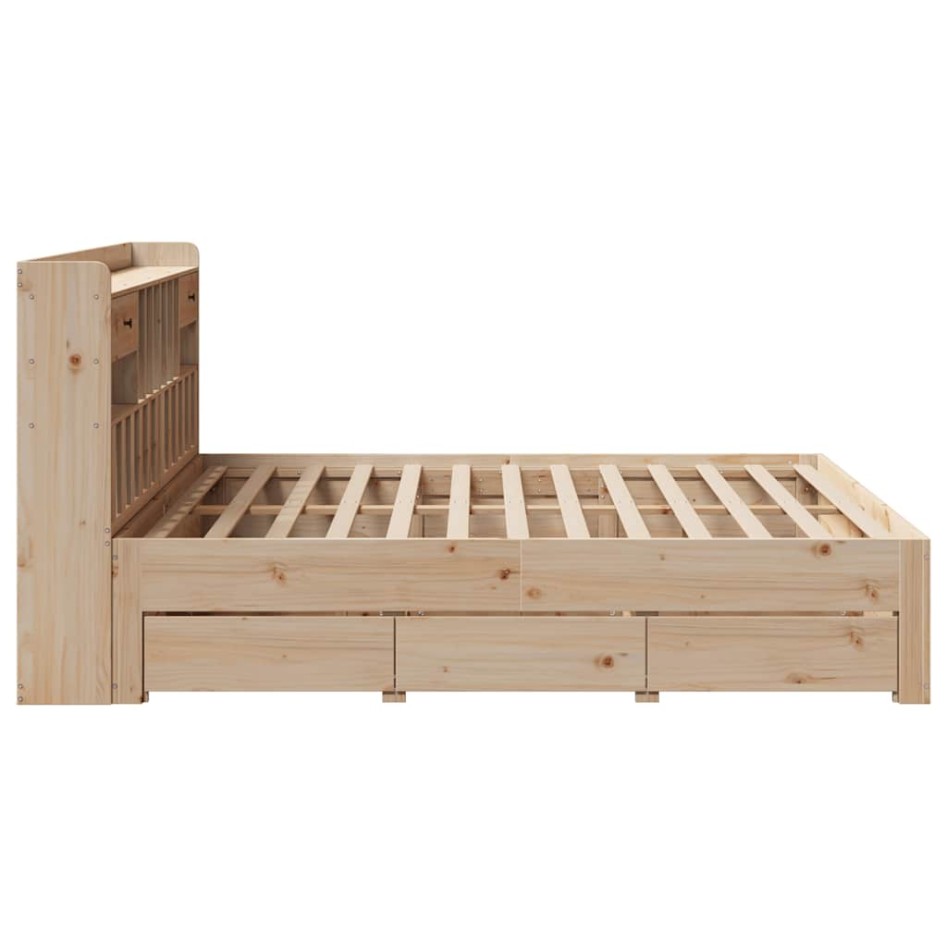 Cama con estantería sin colchón madera maciza de pino