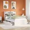 Cama con estantería sin colchón madera maciza blanca 135x190 cm