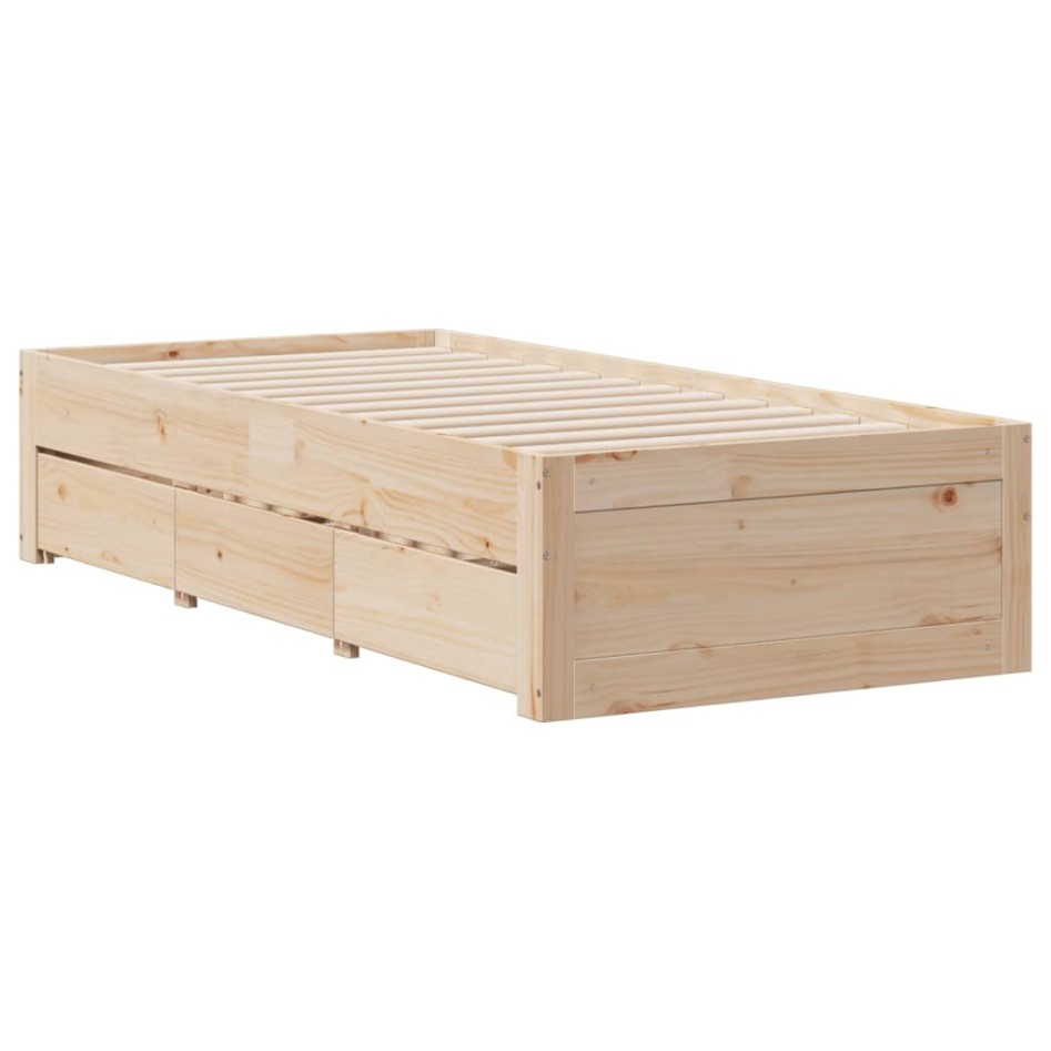 Cama con estantería sin colchón madera maciza de pino 90x190