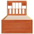 Cama con estantería sin colchón madera maciza marrón 90x190