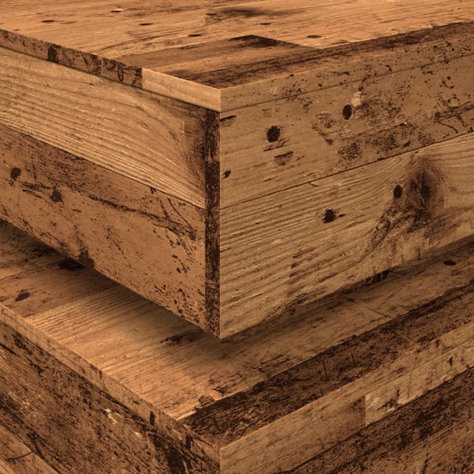 Mesa de centro con luces LED madera envejecida 90x50x40