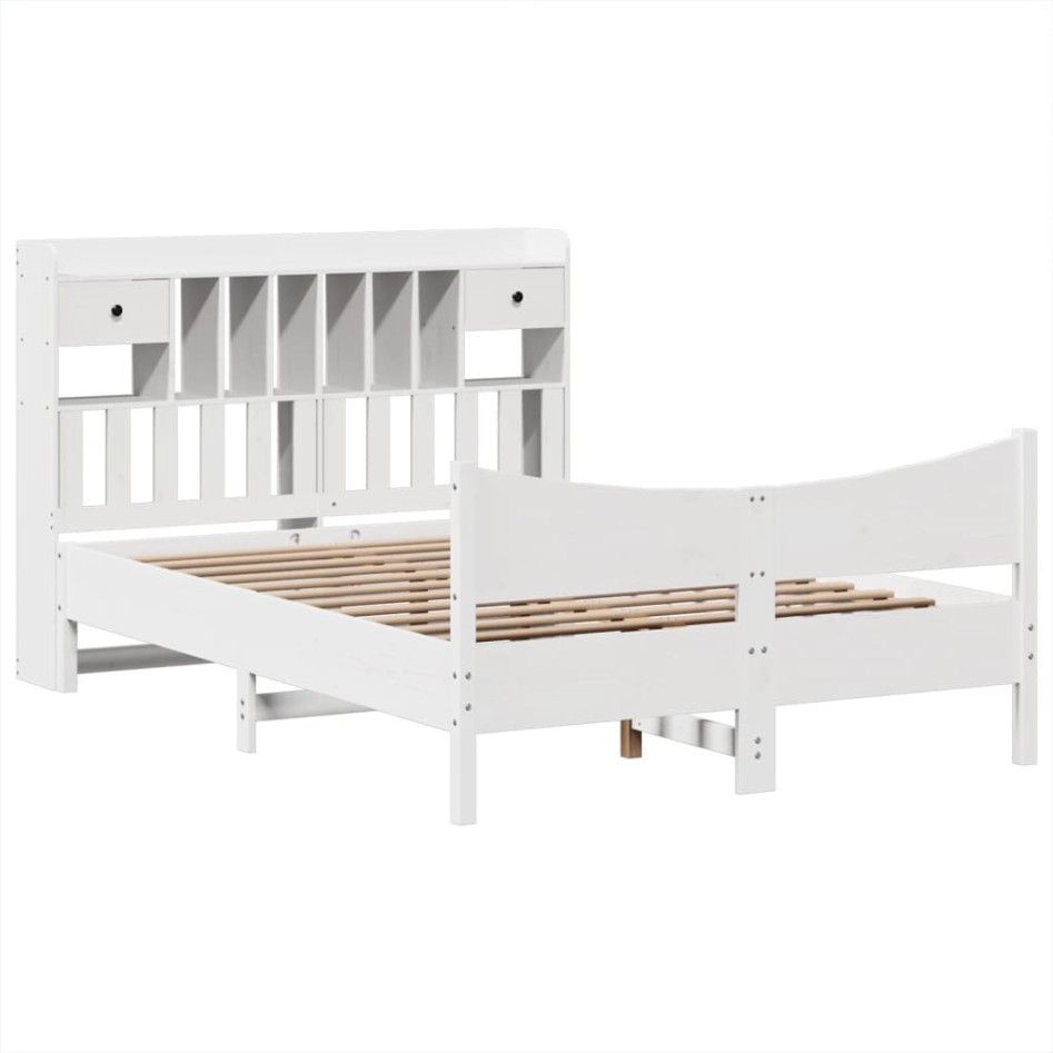 Estructura de cama sin colchón madera de pino blanca 140x200