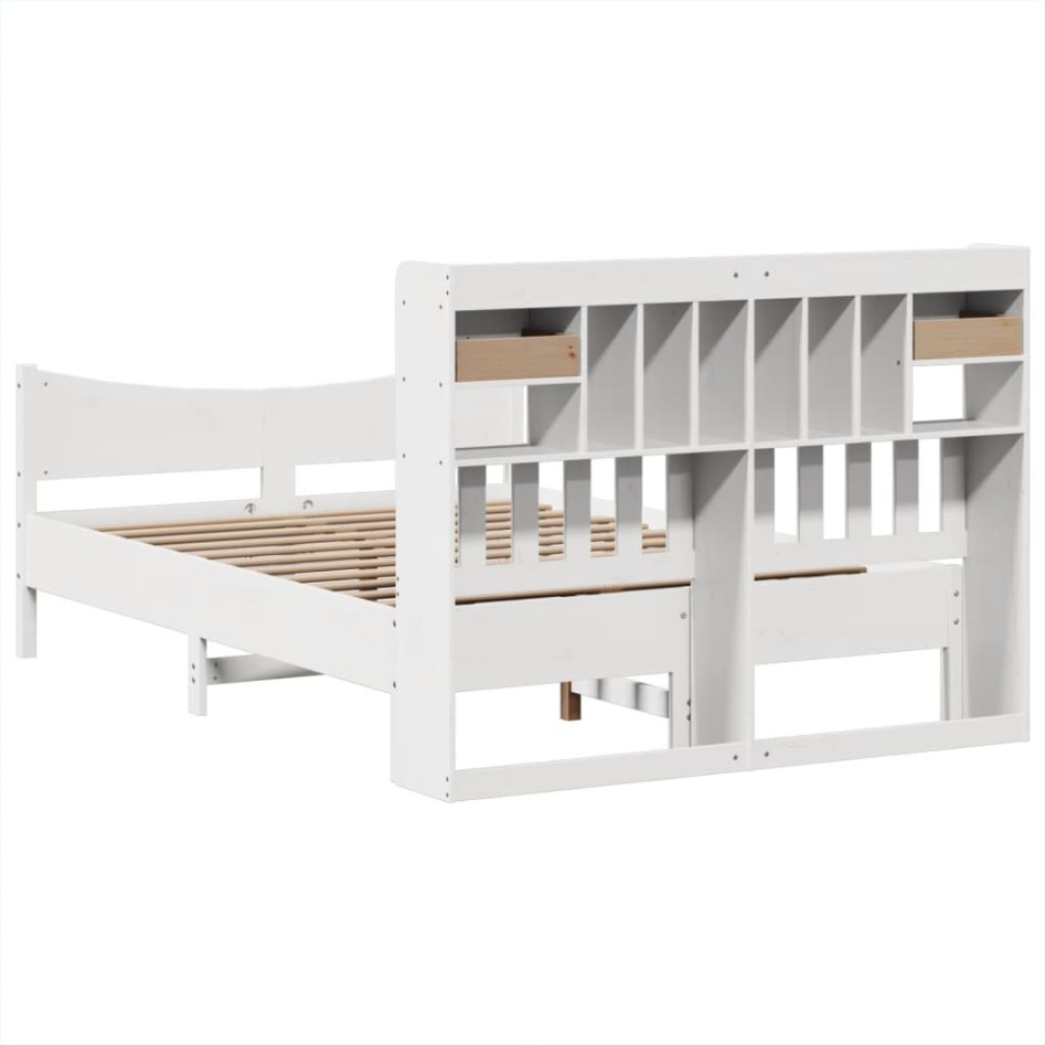 Estructura de cama sin colchón madera de pino blanca 140x200