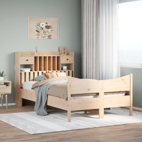 Estructura de cama sin colchón madera maciza de pino 135x190