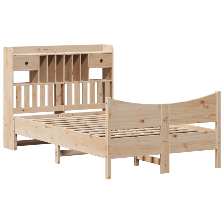 Estructura de cama sin colchón madera maciza de pino 135x190