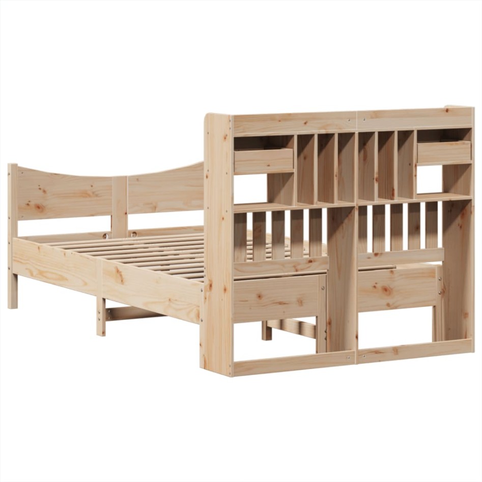 Estructura de cama sin colchón madera maciza de pino 135x190