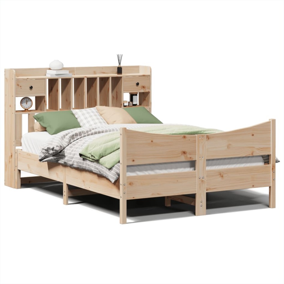 Estructura de cama sin colchón madera maciza de pino 160x200