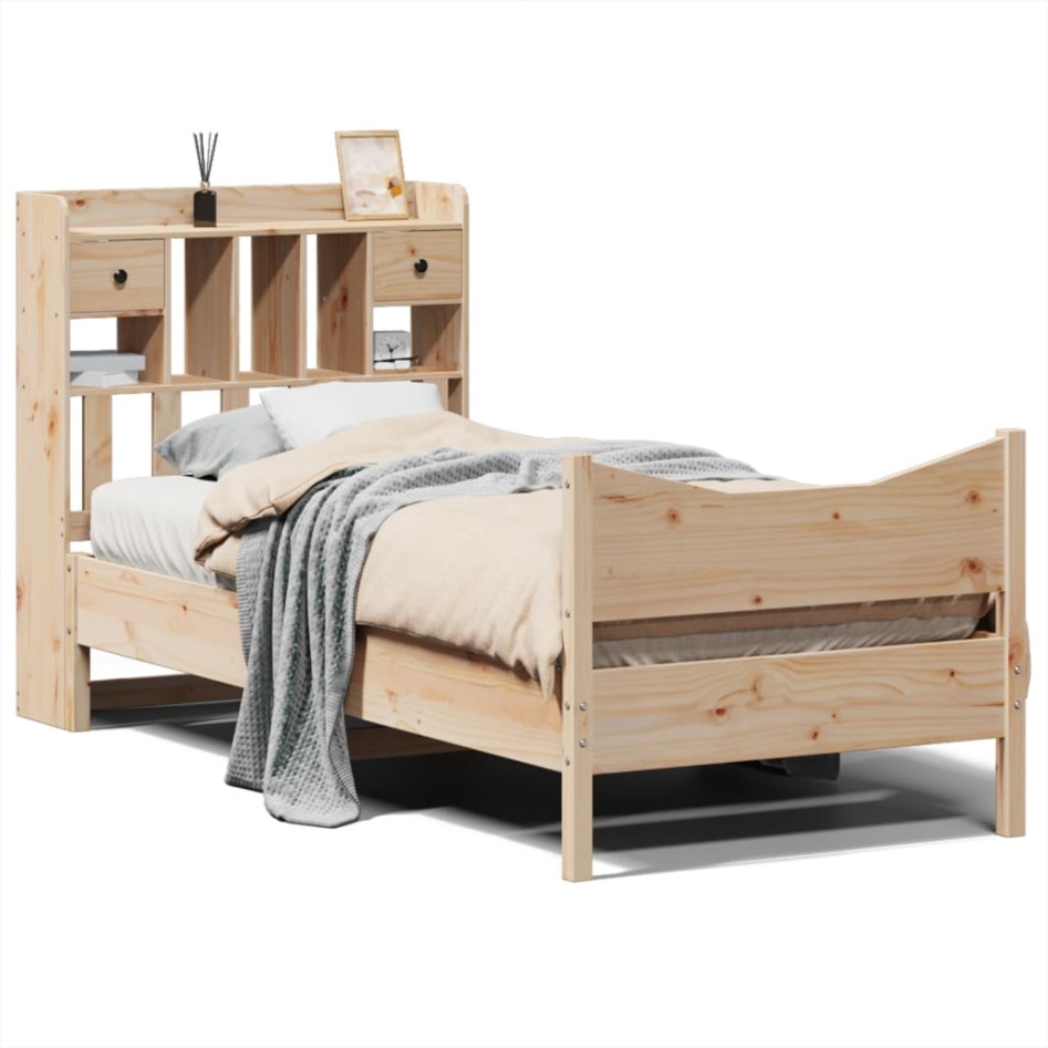 Estructura de cama sin colchón madera maciza de pino 90x200