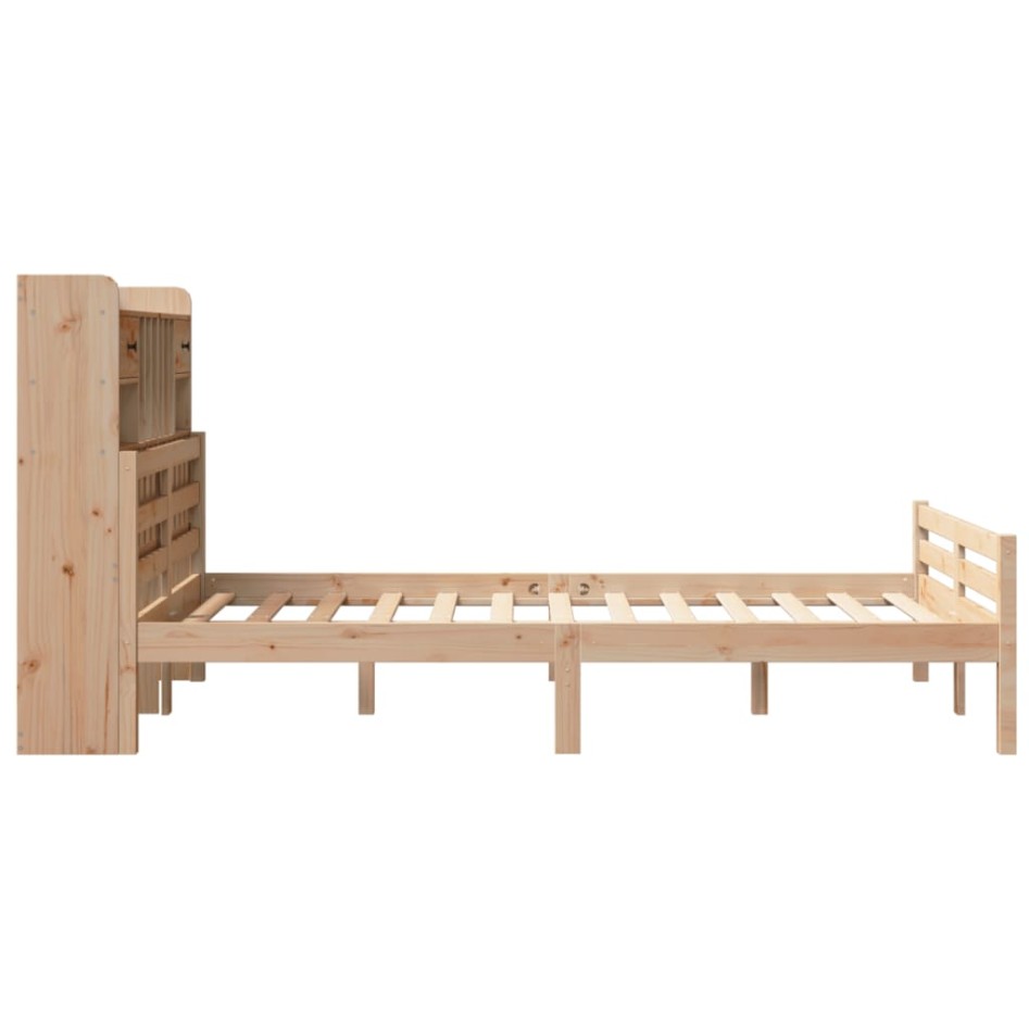 Cama con estantería sin colchón madera maciza de pino