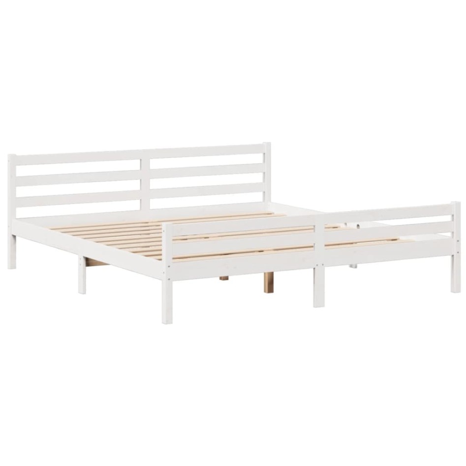Cama con estantería sin colchón madera maciza blanca 180x200