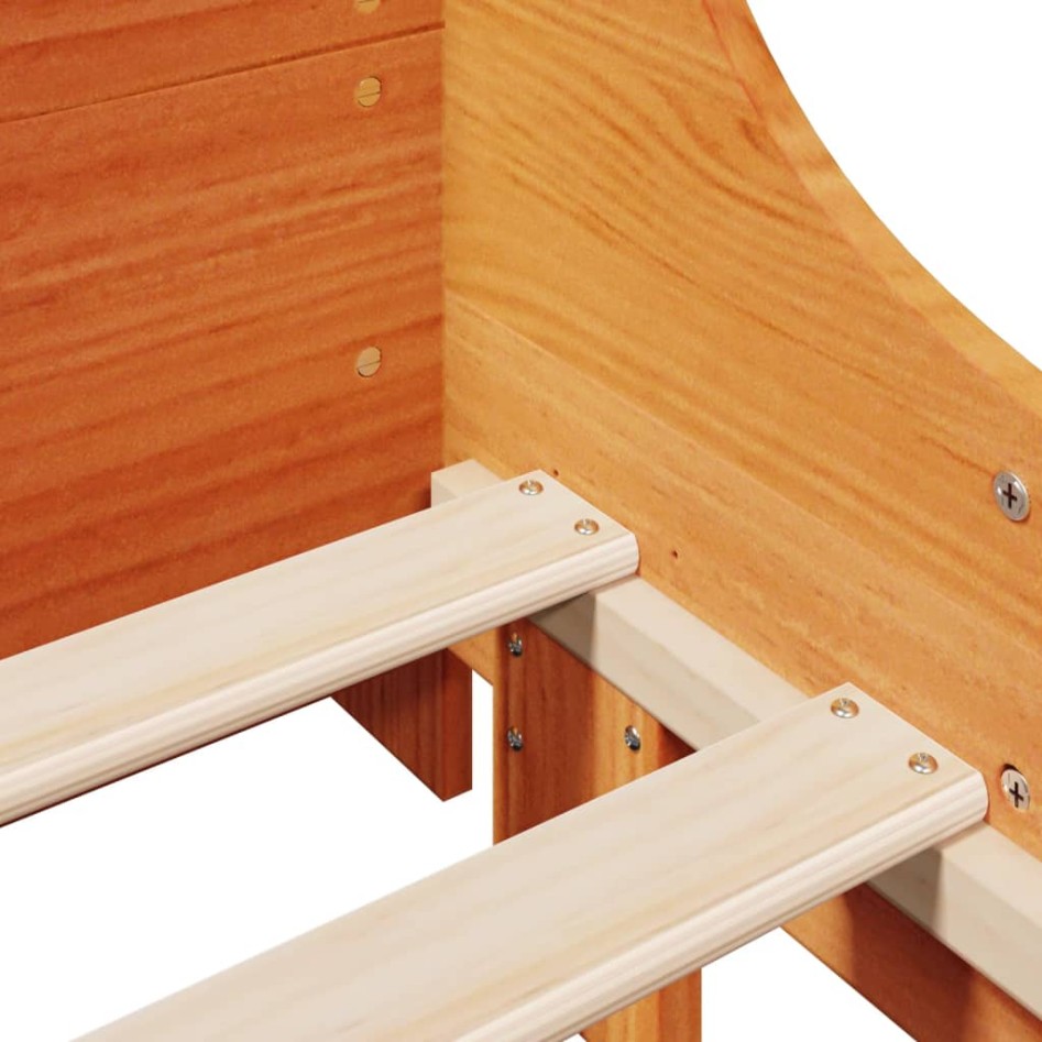 Cama sin colchón madera maciza de pino marrón cera 100x200