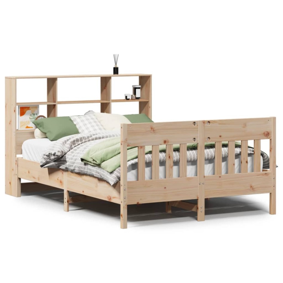Estructura de cama sin colchón madera maciza de pino 160x200