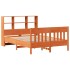 Cama sin colchón madera maciza de pino marrón cera 160x200