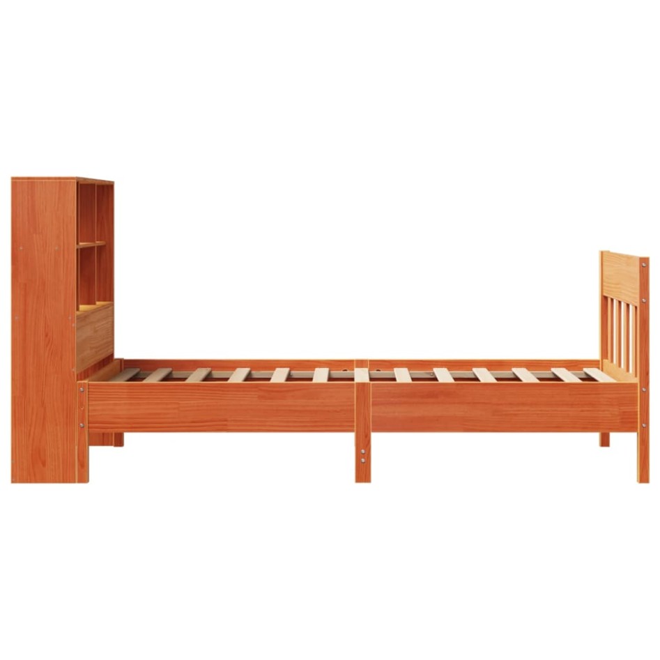 Cama sin colchón madera maciza de pino marrón cera 100x200