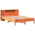 Cama con estantería sin colchón madera maciza marrón 160x200