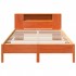 Cama con estantería sin colchón madera maciza marrón 160x200