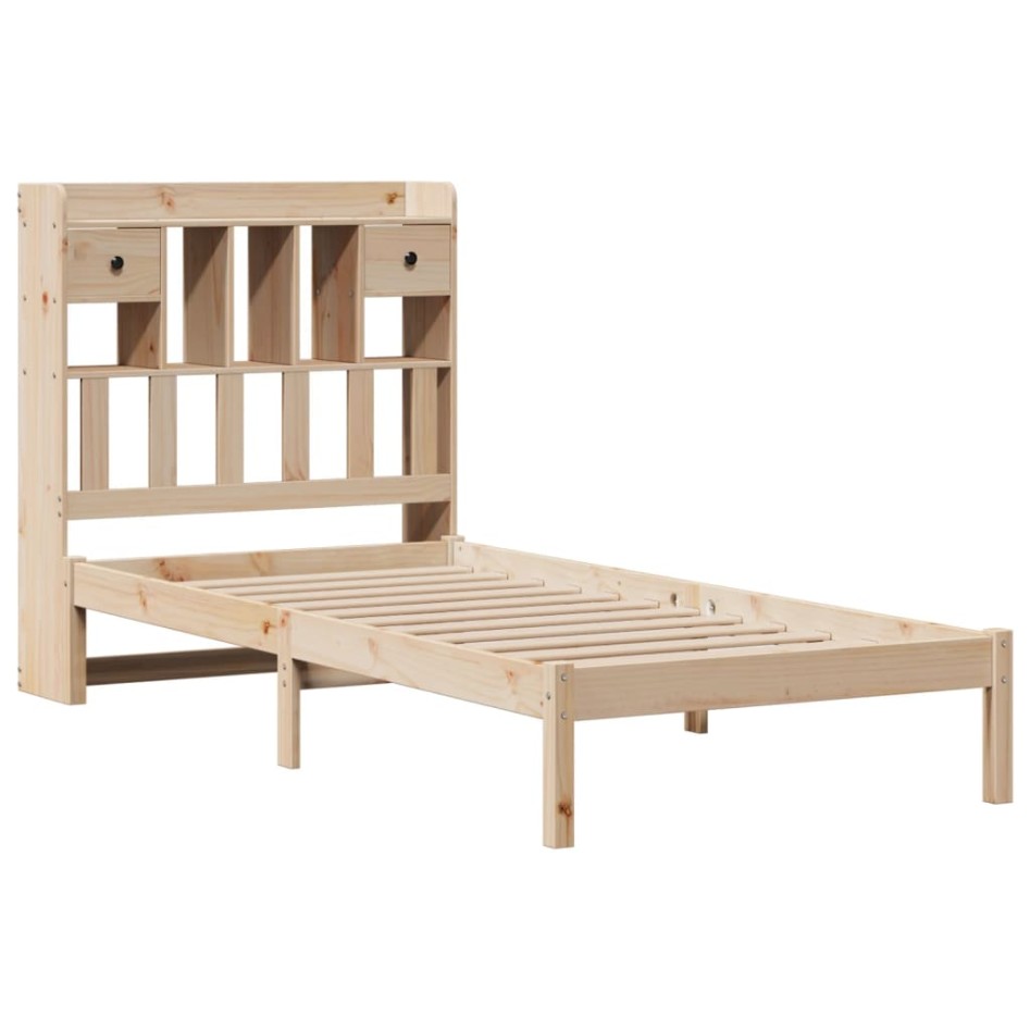 Cama con estantería sin colchón madera maciza de pino 90x190