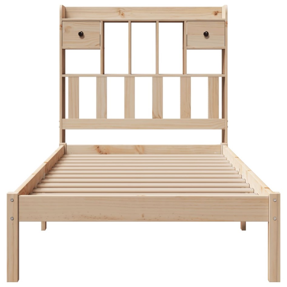 Cama con estantería sin colchón madera maciza de pino 90x190