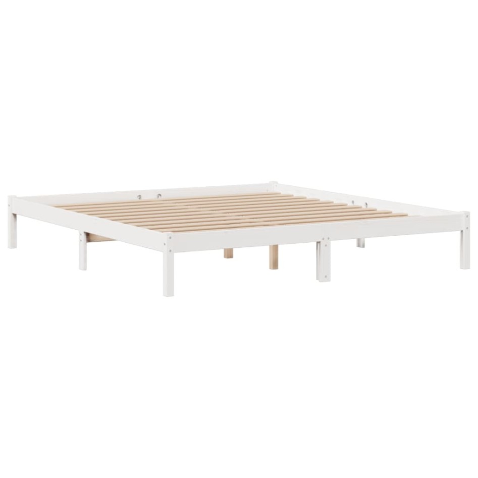 Cama con estantería sin colchón madera maciza blanca 180x200