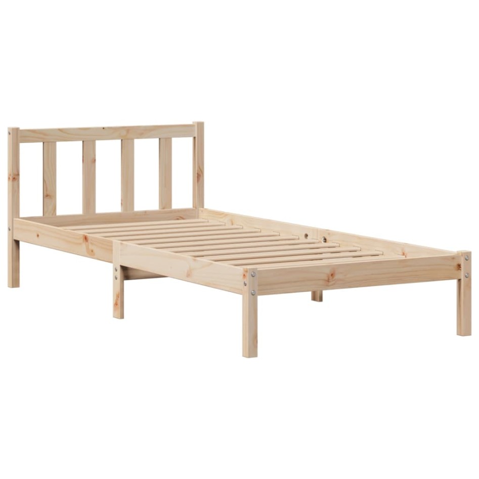 Cama con estantería sin colchón madera maciza de pino 90x190