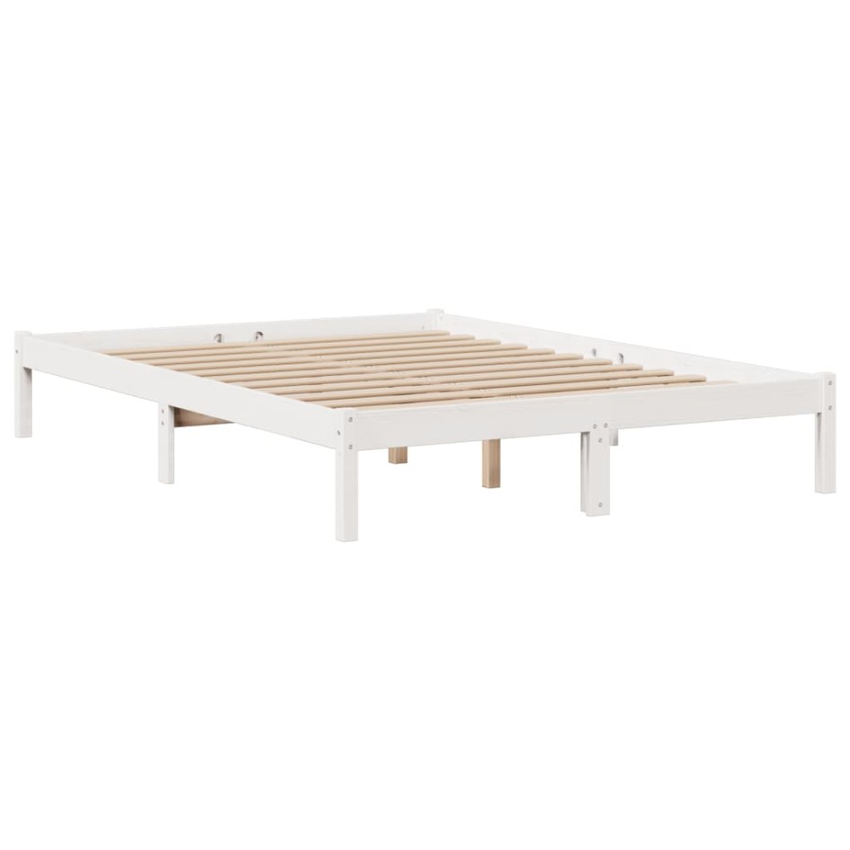 Cama con estantería sin colchón madera maciza blanca 140x200