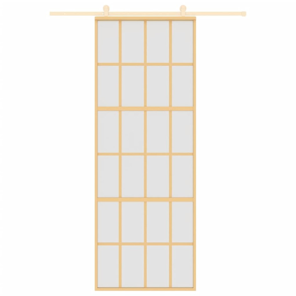 Puerta corredera dorada vidrio ESG esmerilado aluminio