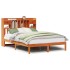 Cama con estantería sin colchón madera maciza marrón 160x200