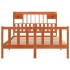 Cama con estantería sin colchón madera maciza marrón 140x190
