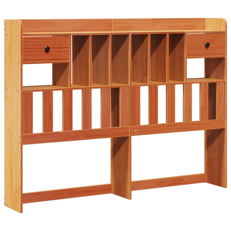 Cama con estantería sin colchón madera maciza marrón 140x190