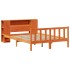 Cama con estantería sin colchón madera maciza marrón 140x200